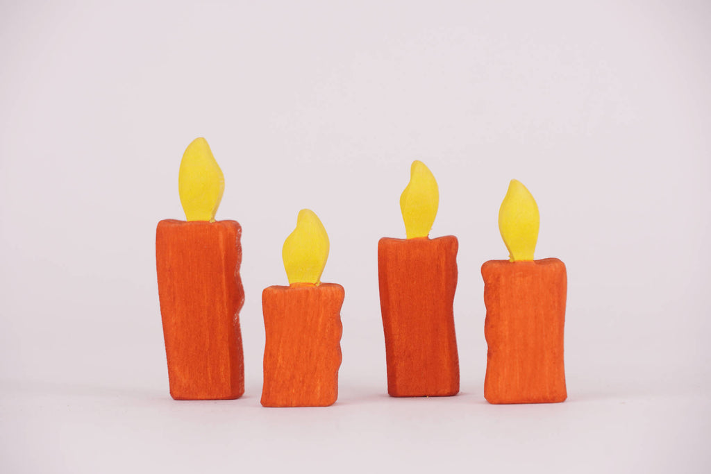 Holz-Kerzen 4-er Set
