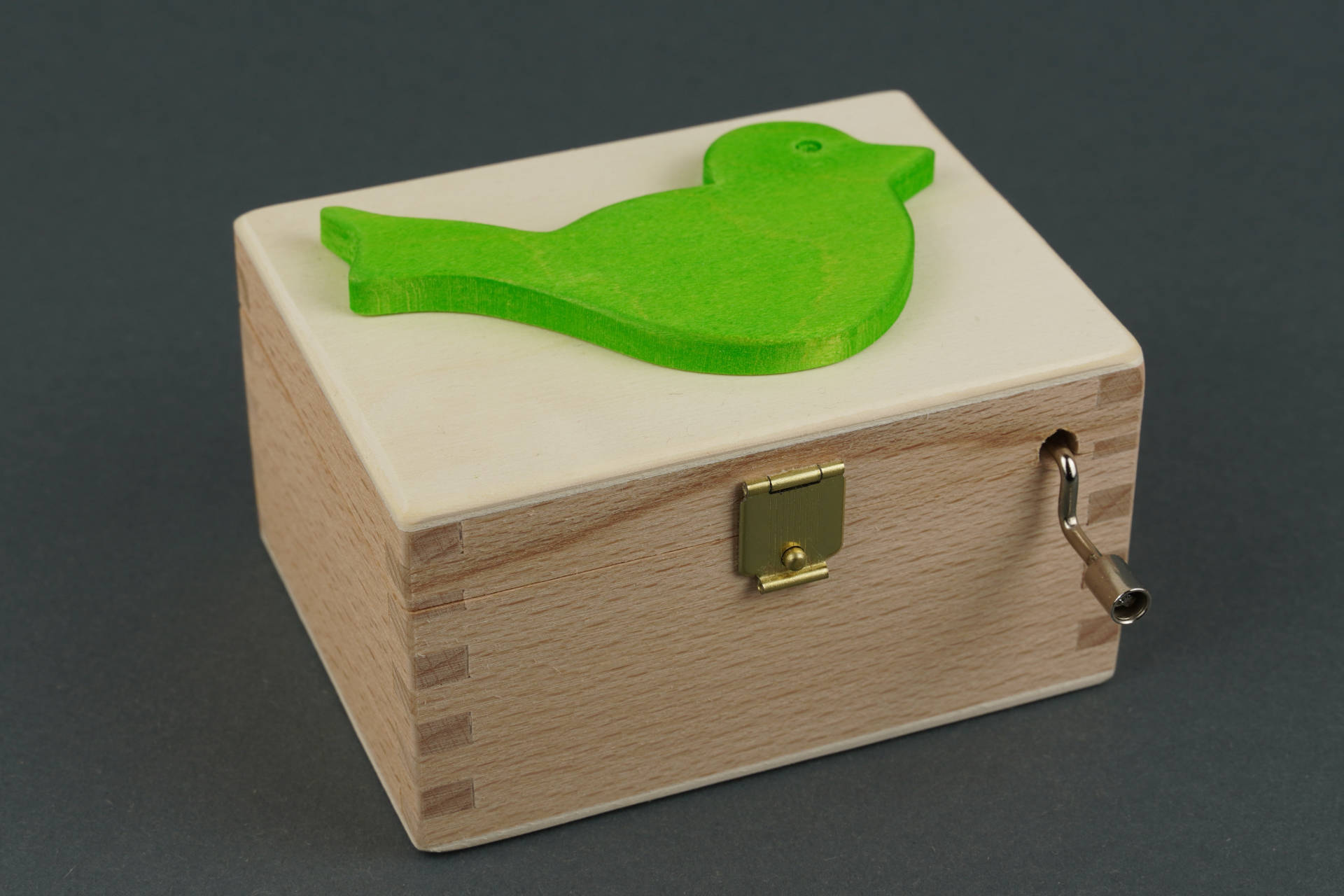 Schatzkiste Vogel grün mit Spielwerk