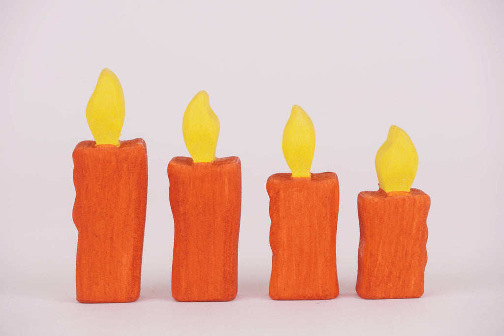Holz-Kerzen 4-er Set