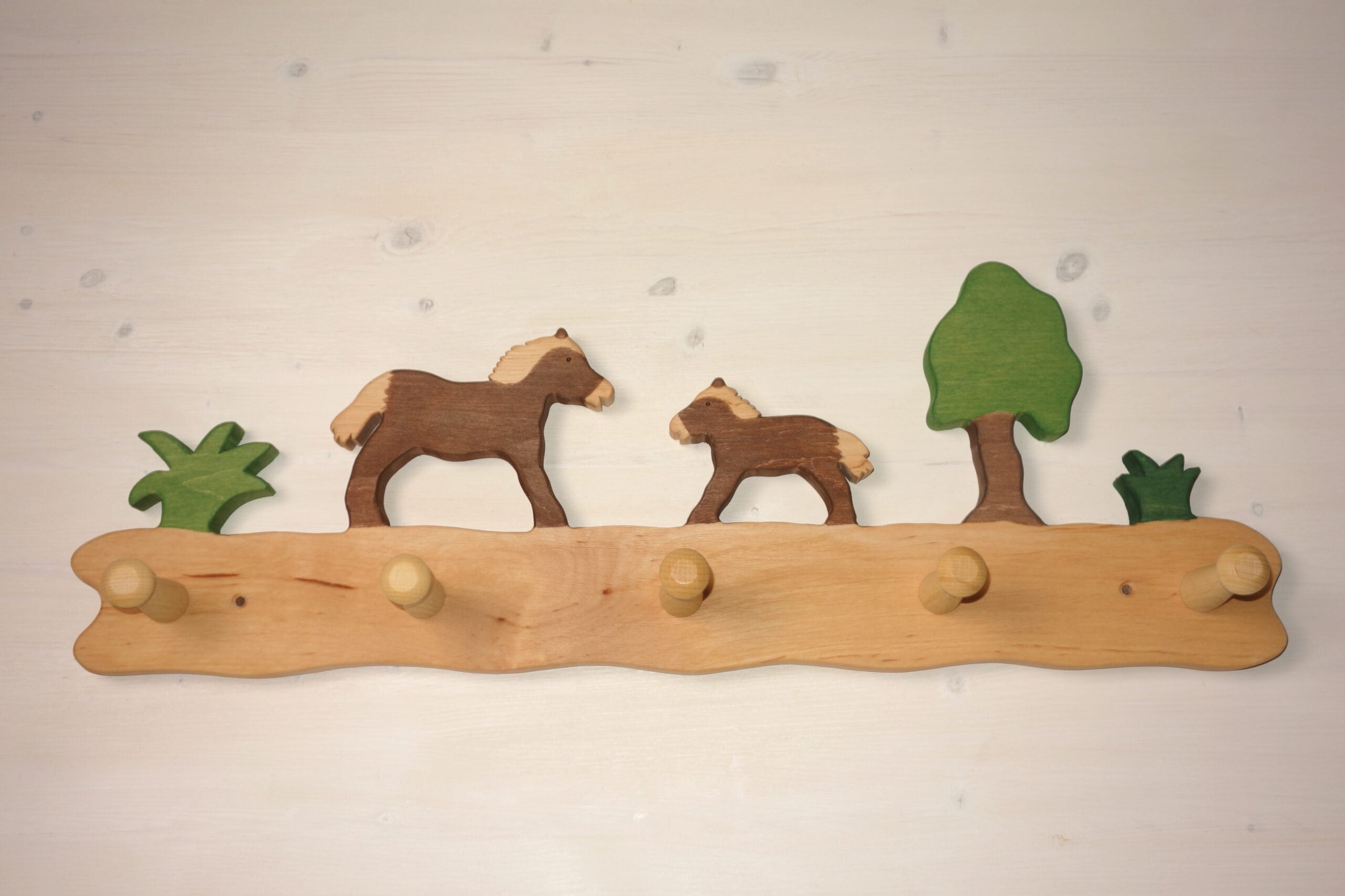 Garderobe Pferde mit Baum 5 Haken