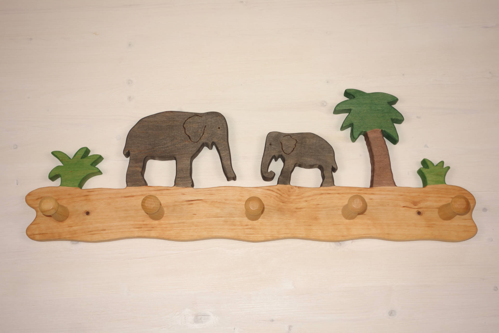 Garderobe Elefanten und Palme 5 Haken