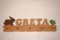 Garderobe mit Name Greta und Hase 5 Haken