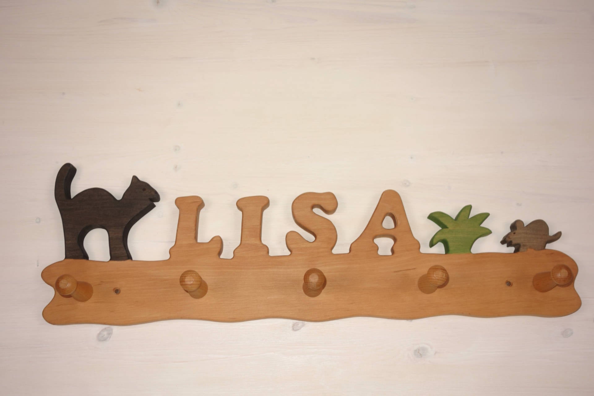Garderobe Lisa Katze Maus und Gras 5 Haken