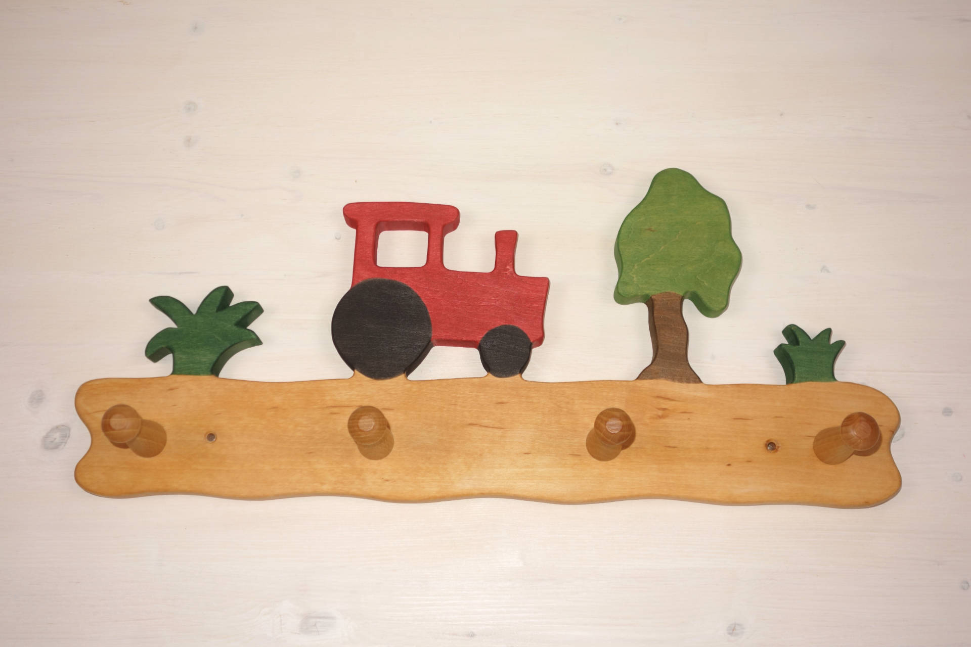 Garderobe Traktor mit Baum und Wiese 4 Haken