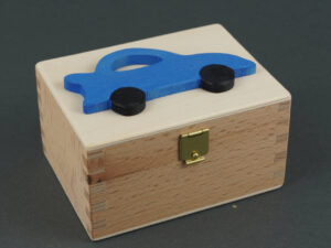 Dose Holz Mit Motiv Bunt Auto blau