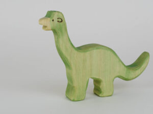 Holzfigur Dino Brachiosaurus gruen klein