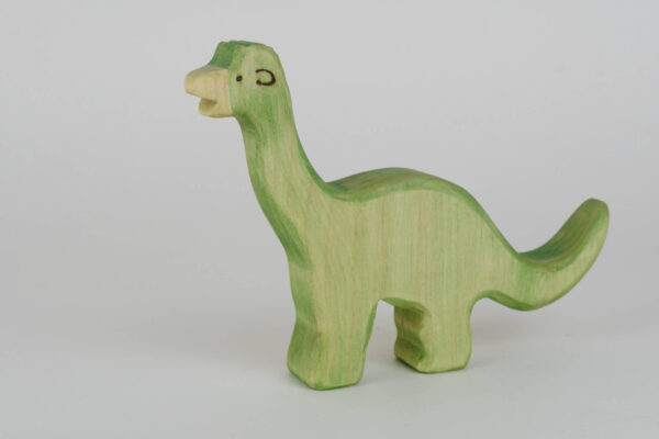 Holzfigur Dino Brachiosaurus gruen klein