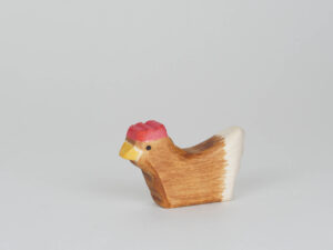 Holzfigur Huhn braun sitzend