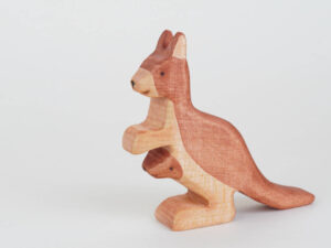Holzfigur Kaenguru gross mit Beutel