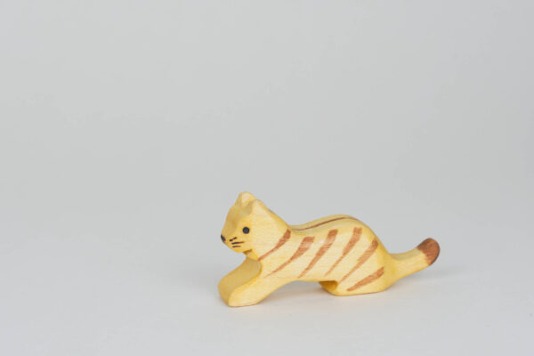 Holzfigur Katze tiger braun