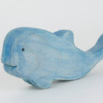 Holzfigur Wal blau