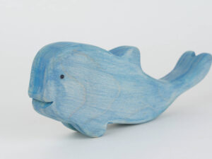 Holzfigur Wal blau