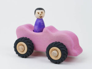 Massivholz Auto rosa mit Fahrer