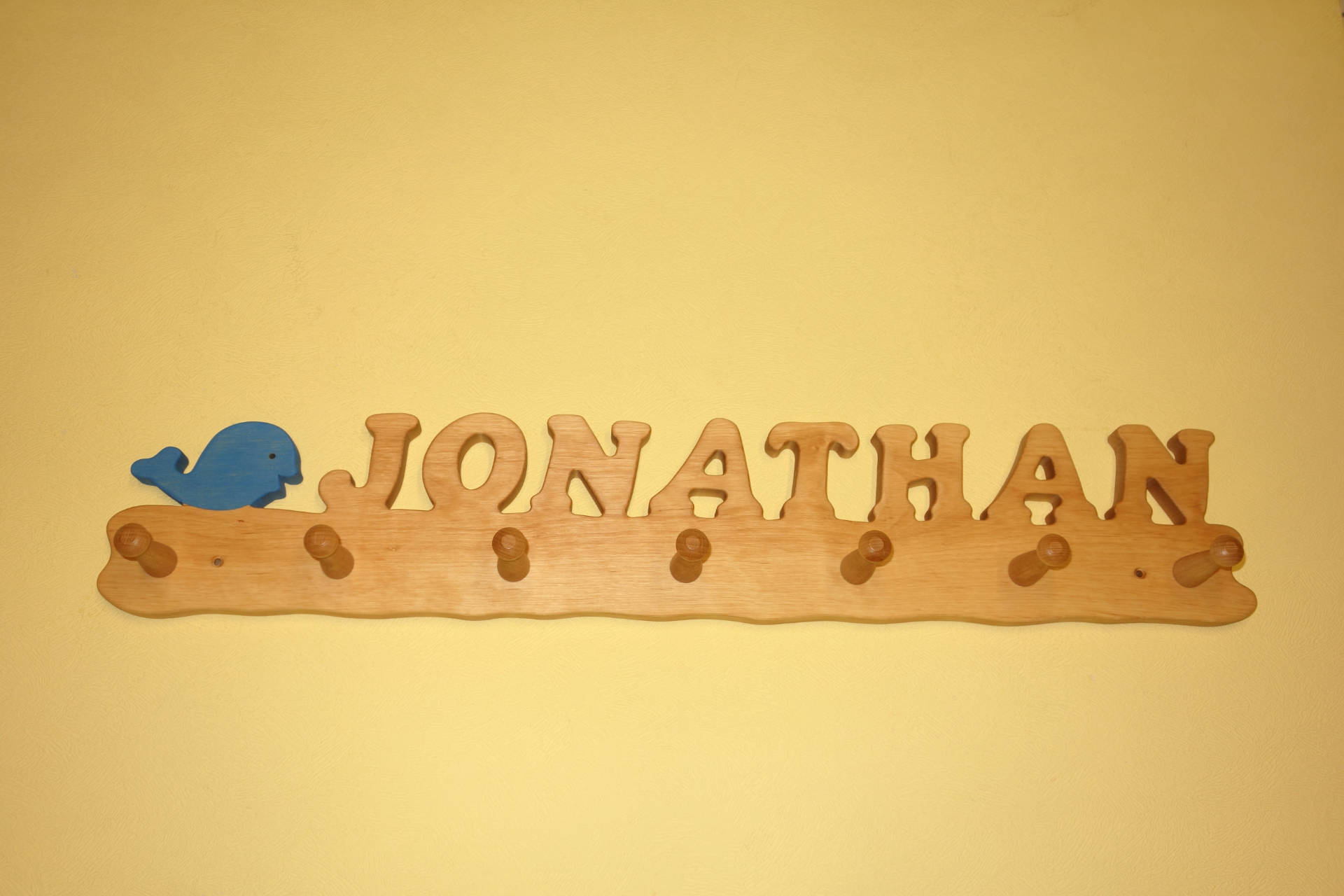 Kindergarderobe mit Name Jonathan und Wal