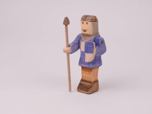 Holzfigur Ritter stehend blau