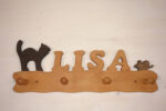 Kindergarderobe mit Name Lisa mit Katze und Maus 50